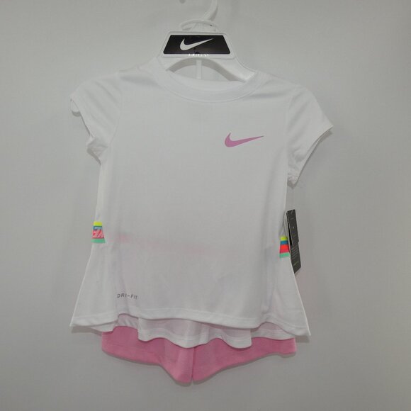 NWT Nike Dri-Fit White and Pink Matching Set Girls Size 5